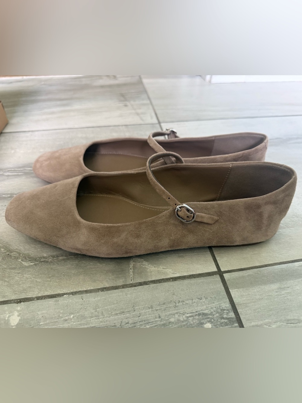 Steve Madden Maple-Taupe Suede Mary Jane Flats